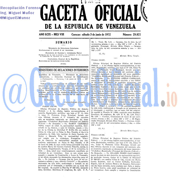 Gaceta Oficial 29821 del 3 Junio 1972