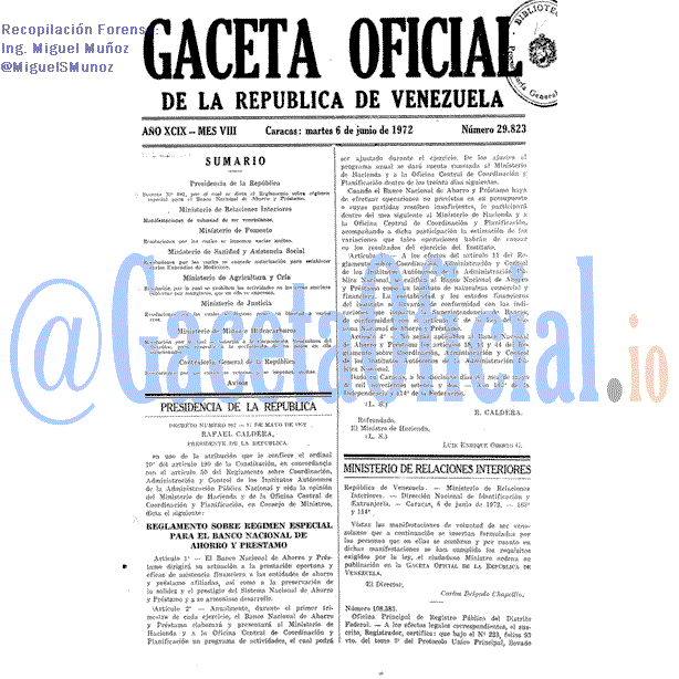 Gaceta Oficial 29823 del 6 Junio 1972