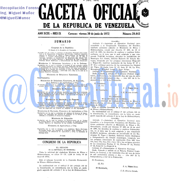 Gaceta Oficial 29843 del 30 Junio 1972