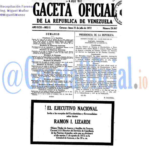 Gaceta Oficial 29867 del 31 Julio 1972