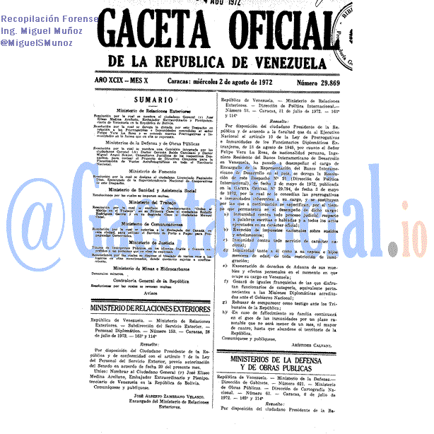 Gaceta Oficial 29869 del 2 Agosto 1972
