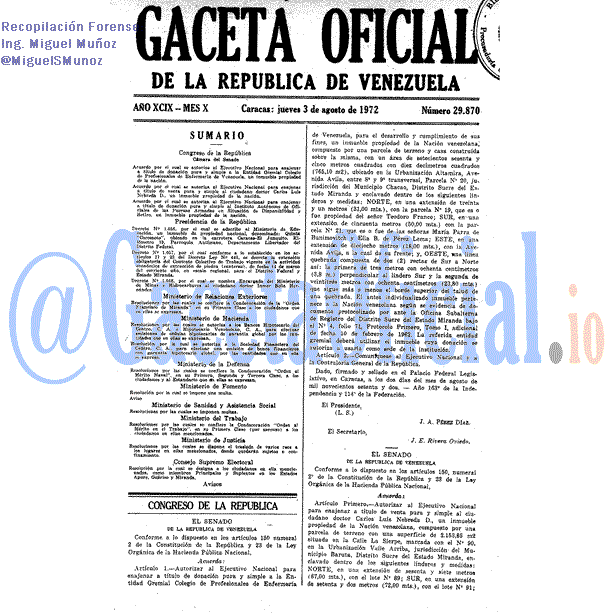 Gaceta Oficial 29870 del 3 Agosto 1972