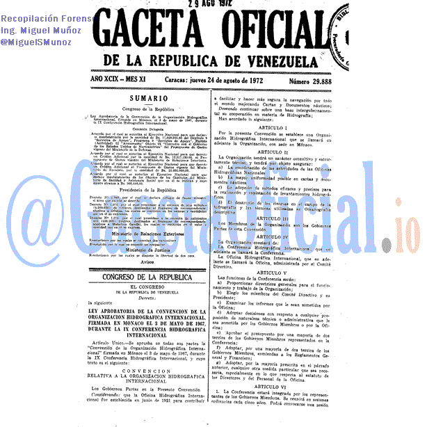 Gaceta Oficial 29888 del 24 Agosto 1972