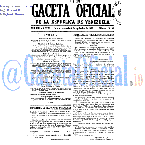Gaceta Oficial 29899 del 6 Septiembre 1972