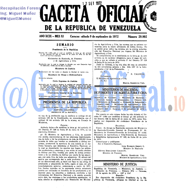 Gaceta Oficial 29902 del 9 Septiembre 1972