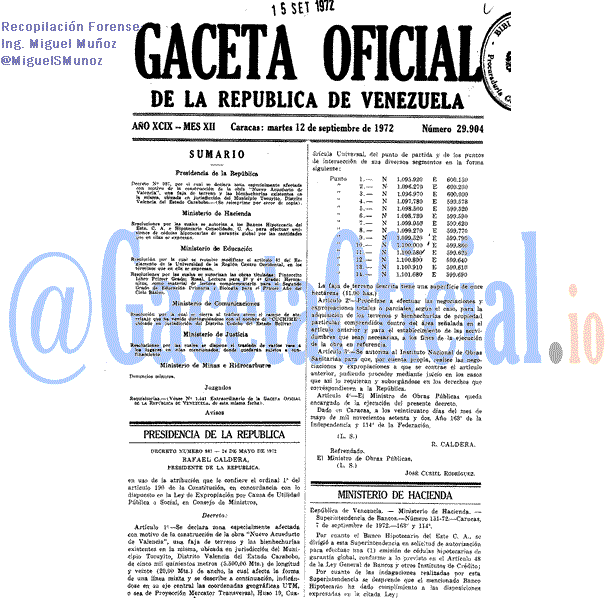 Gaceta Oficial 29904 del 12 Septiembre 1972