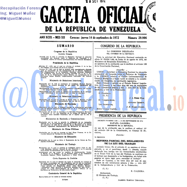 Gaceta Oficial 29906 del 14 Septiembre 1972