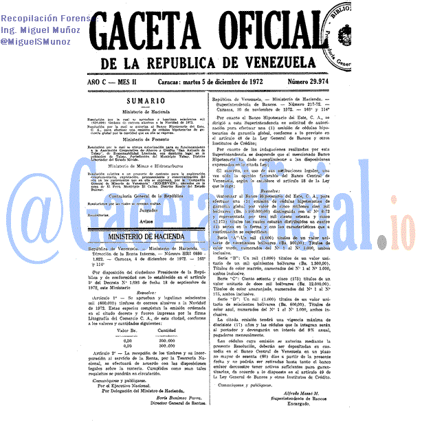 Gaceta Oficial 29974 del 5 Diciembre 1972