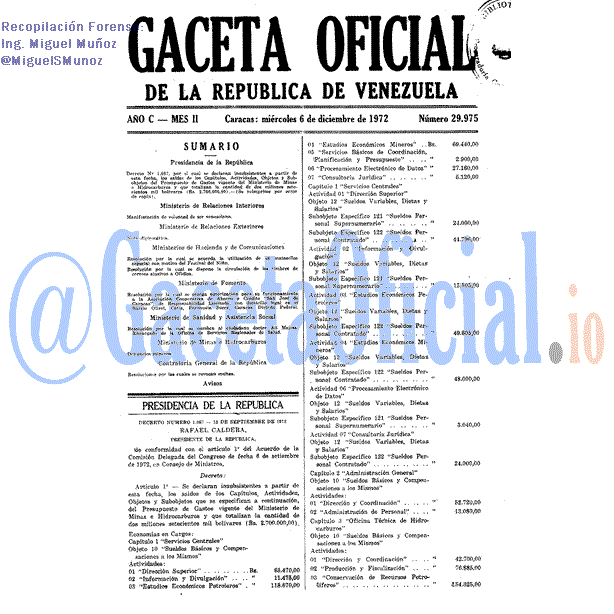 Gaceta Oficial 29975 del 6 Diciembre 1972