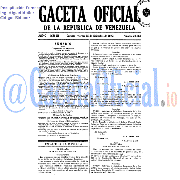 Gaceta Oficial 29983 del 15 Diciembre 1972