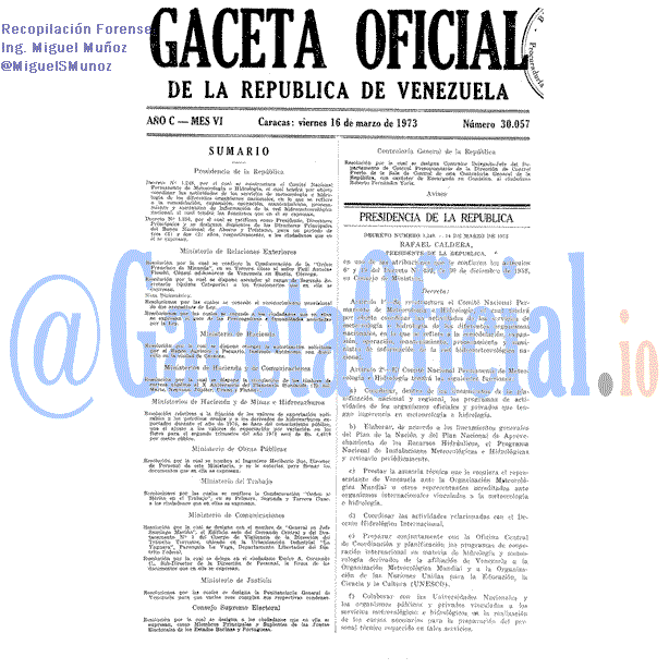 Gaceta Oficial 30057 del 16 Marzo 1973