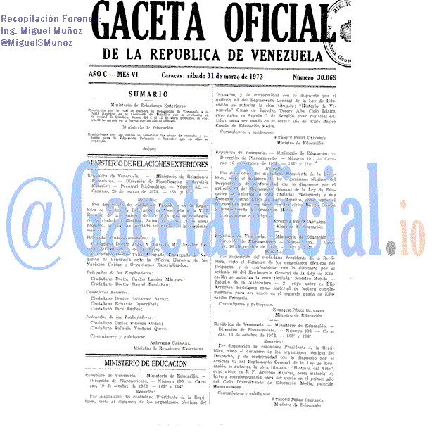 Gaceta Oficial 30069 del 31 Marzo 1973