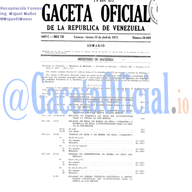 Gaceta Oficial 30080 del 13 Abril 1973