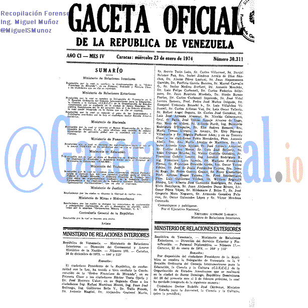 Gaceta Oficial 30311 del 23 Enero 1974