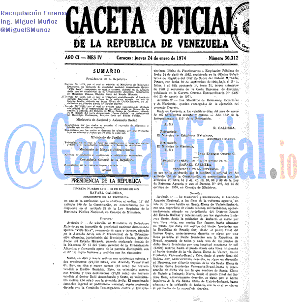 Gaceta Oficial 30312 del 24 Enero 1974