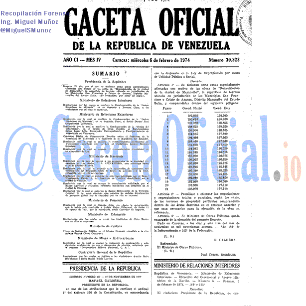 Gaceta Oficial 30323 del 6 Febrero 1974