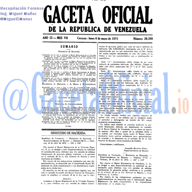 Gaceta Oficial 30390 del 6 Mayo 1974