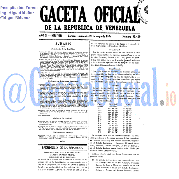 Gaceta Oficial 30410 del 29 Mayo 1974