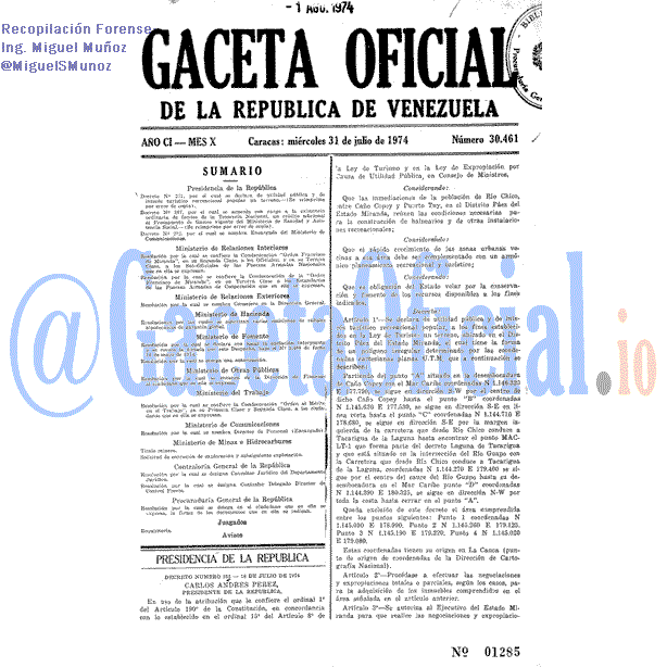 Gaceta Oficial 30461 del 31 Julio 1974