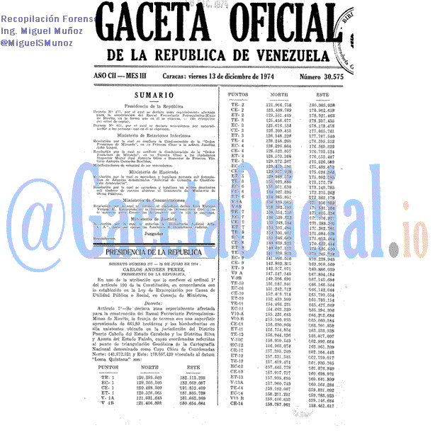 Gaceta Oficial 30575 del 13 Diciembre 1974