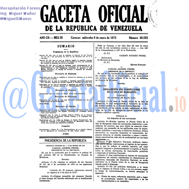 Gaceta Oficial 30592 del 8 Enero 1975