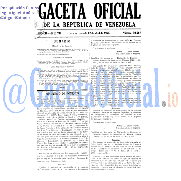 Gaceta Oficial 30667 del 12 Abril 1975