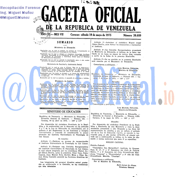 Gaceta Oficial 30689 del 10 Mayo 1975
