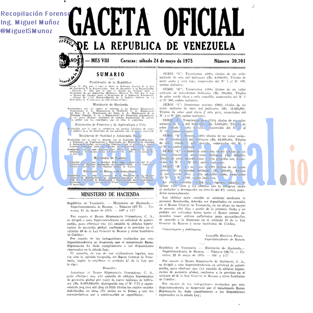 Gaceta Oficial 30701 del 24 Mayo 1975