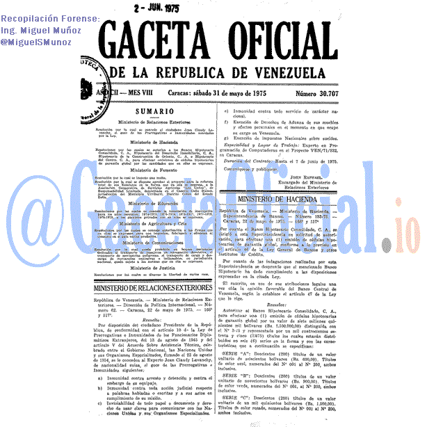 Gaceta Oficial 30707 del 31 Mayo 1975