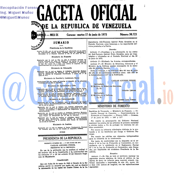 Gaceta Oficial 30721 del 17 Junio 1975