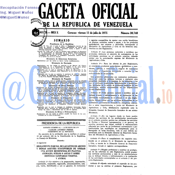 Gaceta Oficial 30740 del 11 Julio 1975