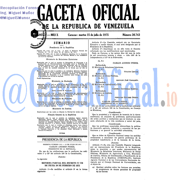 Gaceta Oficial 30743 del 15 Julio 1975