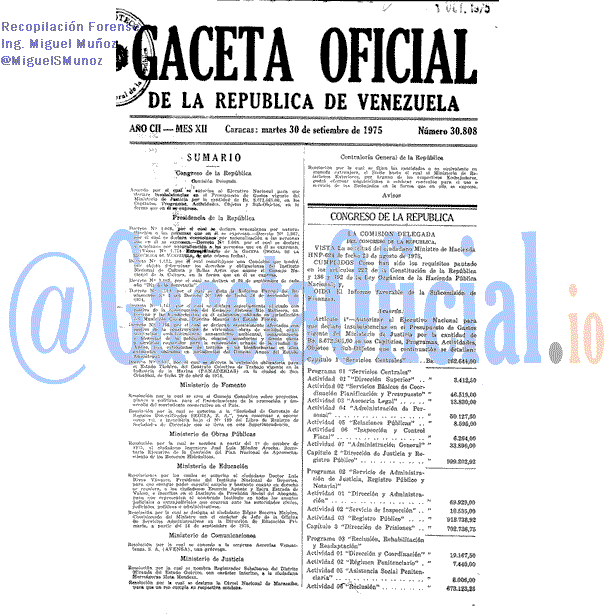 Gaceta Oficial 30808 del 30 Septiembre 1975