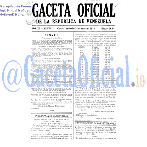 Gaceta Oficial 30948 del 24 Marzo 1976