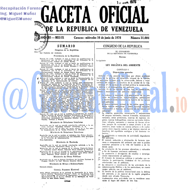 Gaceta Oficial 31004 del 16 Junio 1976