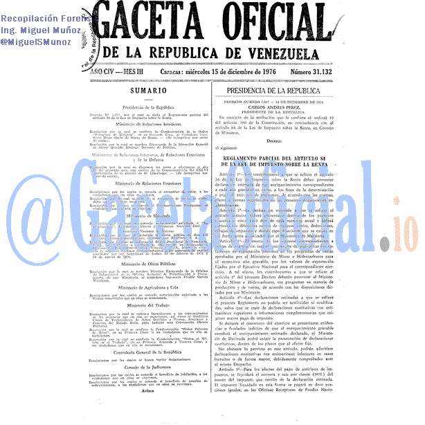 Gaceta Oficial 31132 del 15 Diciembre 1976