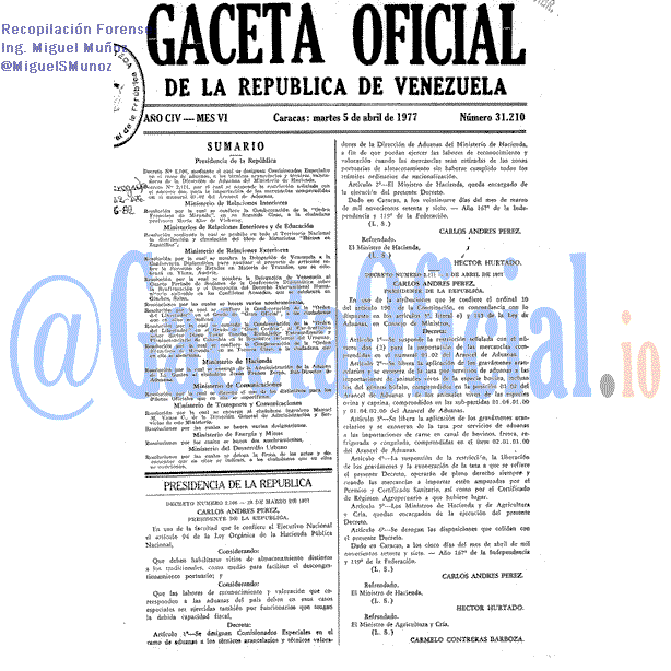 Gaceta Oficial 31210 del 5 Abril 1977