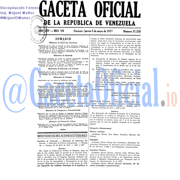 Gaceta Oficial 31228 del 5 Mayo 1977