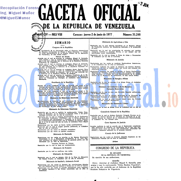 Gaceta Oficial 31248 del 2 Junio 1977