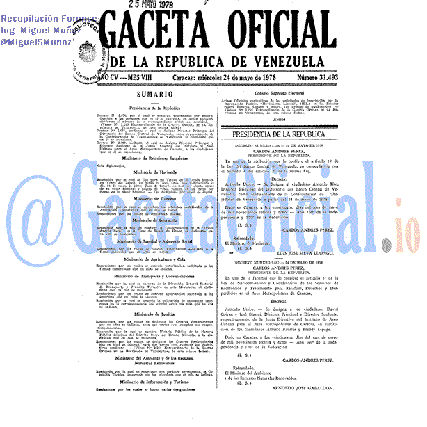 Gaceta Oficial 31493 del 24 Mayo 1978