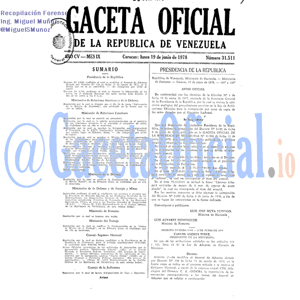 Gaceta Oficial 31511 del 19 Junio 1978