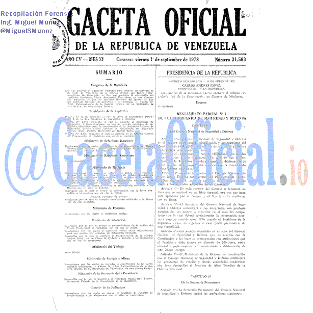 Gaceta Oficial 31563 del 1 Septiembre 1978
