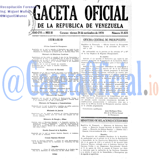 Gaceta Oficial 31621 del 24 Noviembre 1978