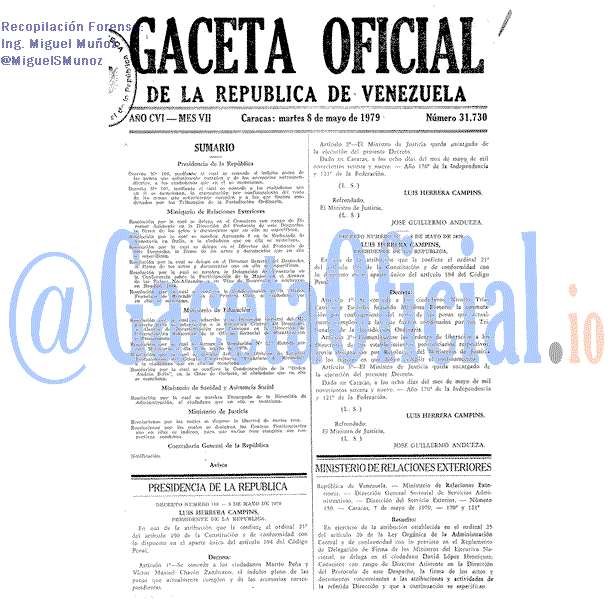 Gaceta Oficial 31730 del 8 Mayo 1979
