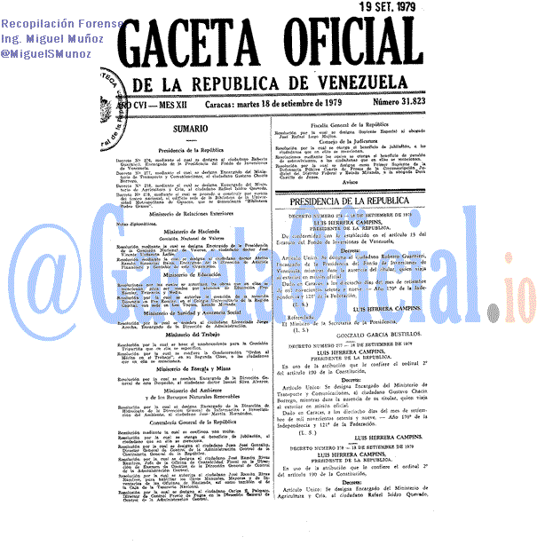 Gaceta Oficial 31823 del 18 Septiembre 1979