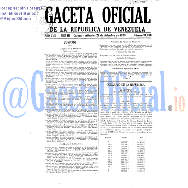Gaceta Oficial 31890 del 26 Diciembre 1979