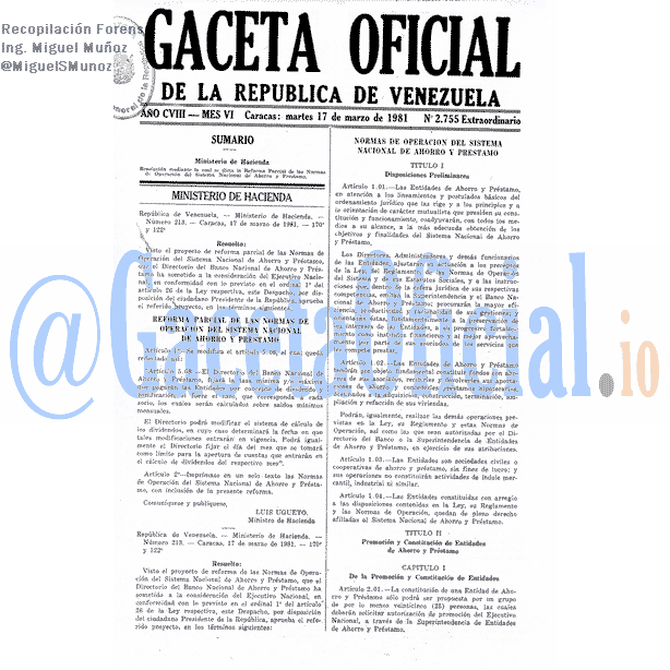 Gaceta Oficial 2755 del 17 Marzo 1981