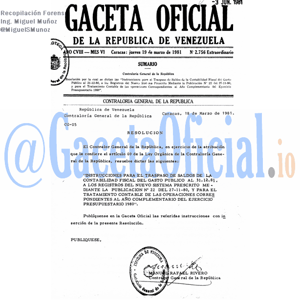 Gaceta Oficial 2756 del 19 Marzo 1981