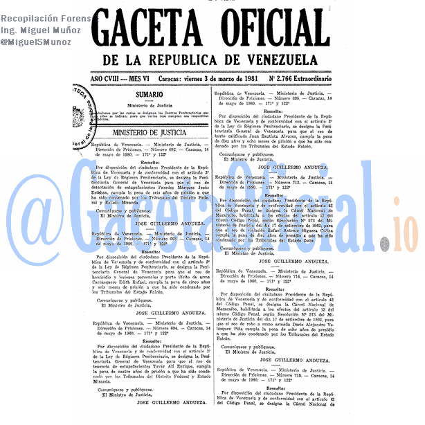 Gaceta Oficial 2766 del 3 Abril 1981
