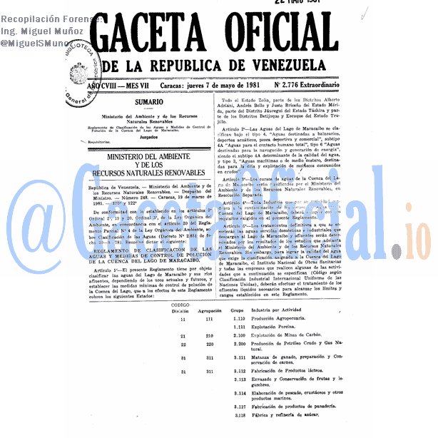Gaceta Oficial 2776 del 7 Mayo 1981